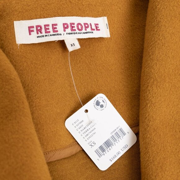 Free People Wrap Coat Narcissus Cut Shawl Collar Belted Jacket Mina - Picture 12 of 13